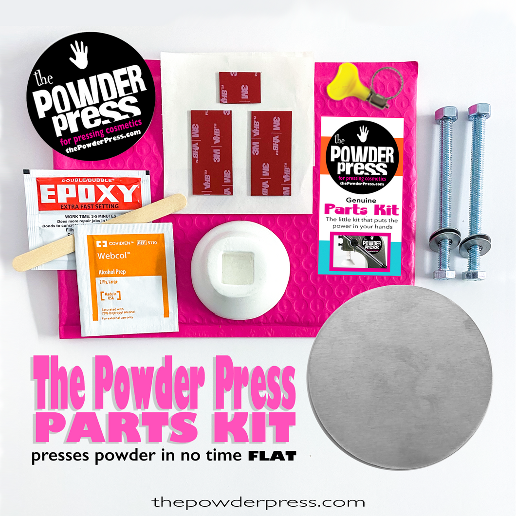 The Powder Press is an affordable solution that will help your indie cosmetic business become more productive and reduce the pain of hand-pressing cosmetic powders. Finally you can say goodbye to painful hand-pressing your cosmetics, and say hello to faster more professional compression of your powders -- with no pain -- and greater profits! ThePowderPress.com